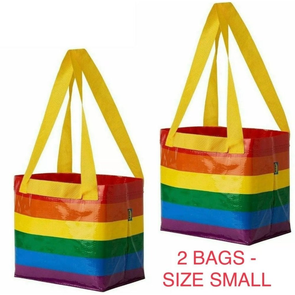 2 NEW SMALL IKEA * STORSTOMMA Rainbow Bag Shopping